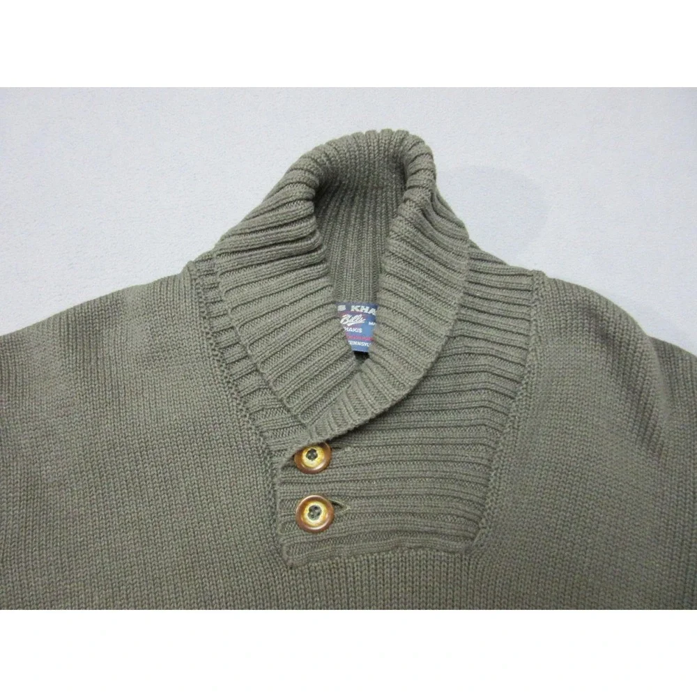 Bills Khakis Sweater Mens Small Olive Green Shawl Collar Button Heavyweight New